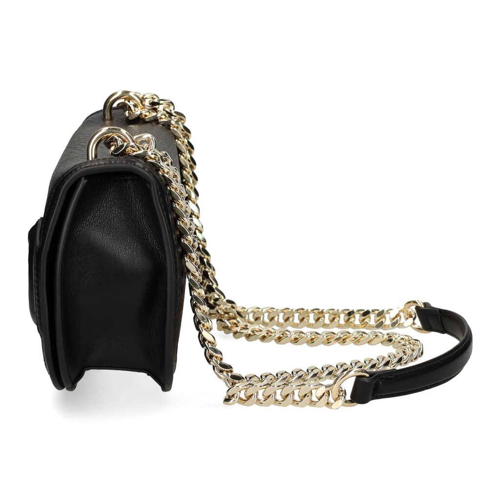 Black Pebbled Crossbody Bag with Chain Strap