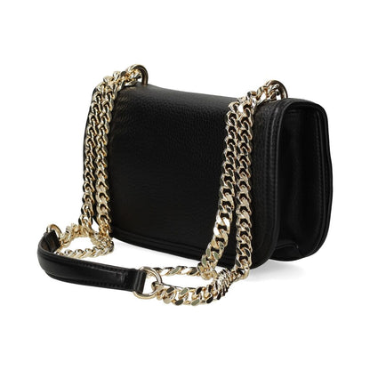 Black Pebbled Crossbody Bag with Chain Strap