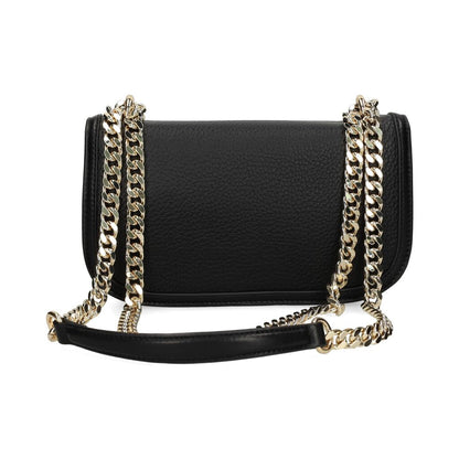 Black Pebbled Crossbody Bag with Chain Strap