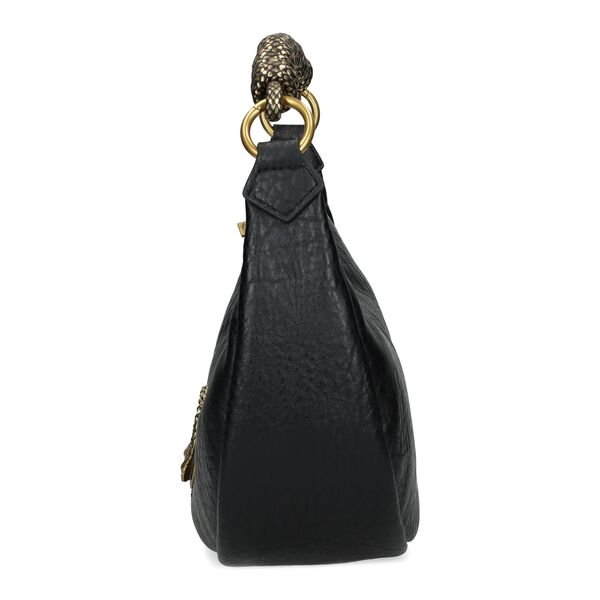 Black Textured Shoulder Bag with Braided Handle