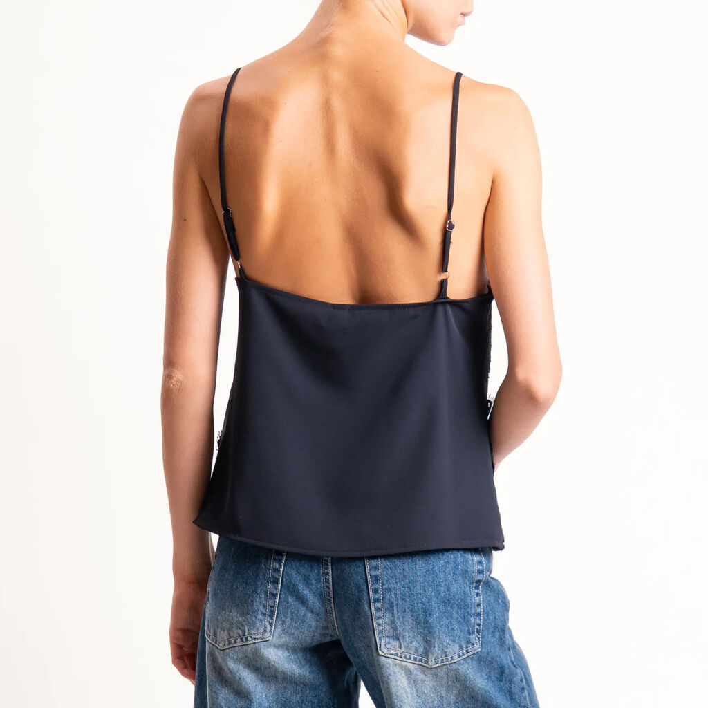 Black Lace-Embellished Cami Top