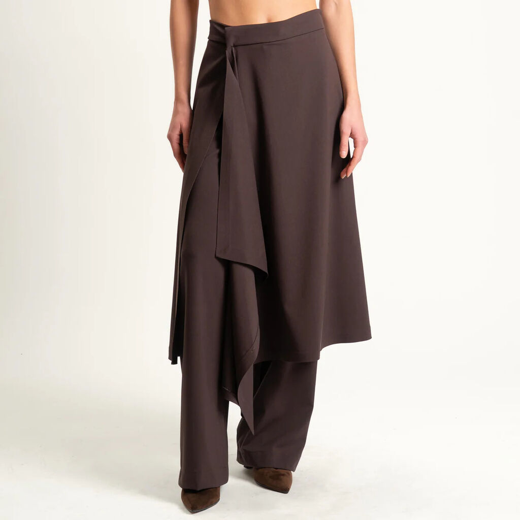 Chocolate Asymmetric Skirt-Pant Hybrid