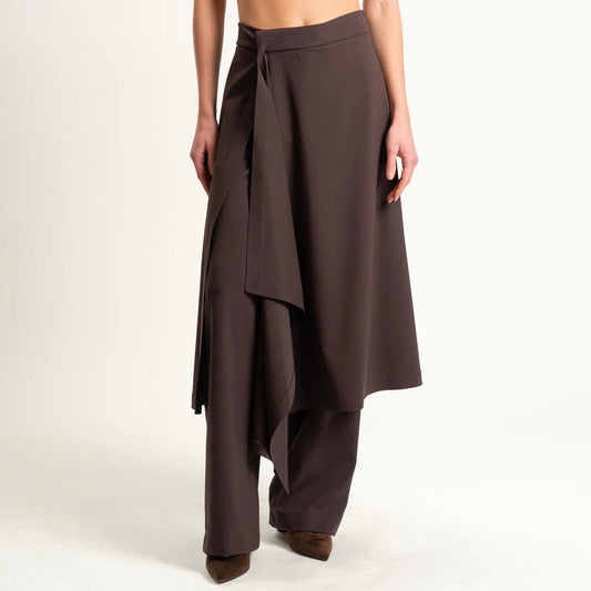 Chocolate Asymmetric Skirt-Pant Hybrid