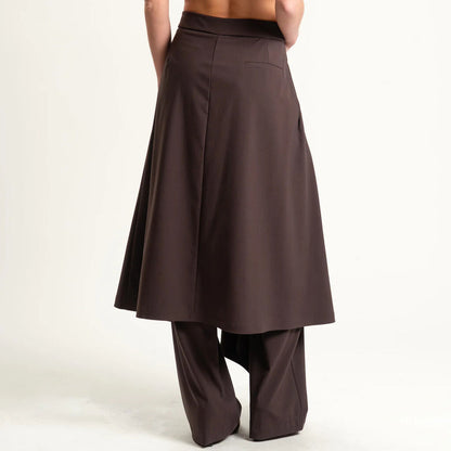 Chocolate Asymmetric Skirt-Pant Hybrid