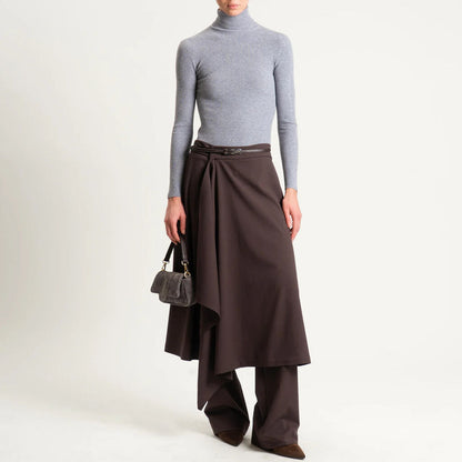 Chocolate Asymmetric Skirt-Pant Hybrid