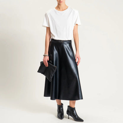 Black Leather Dress with Glossy Finish