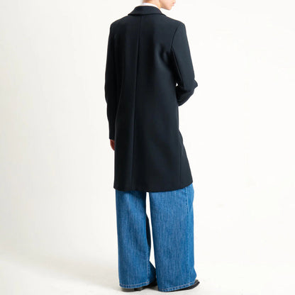 Black Elegant Coat with Single-Button Closure