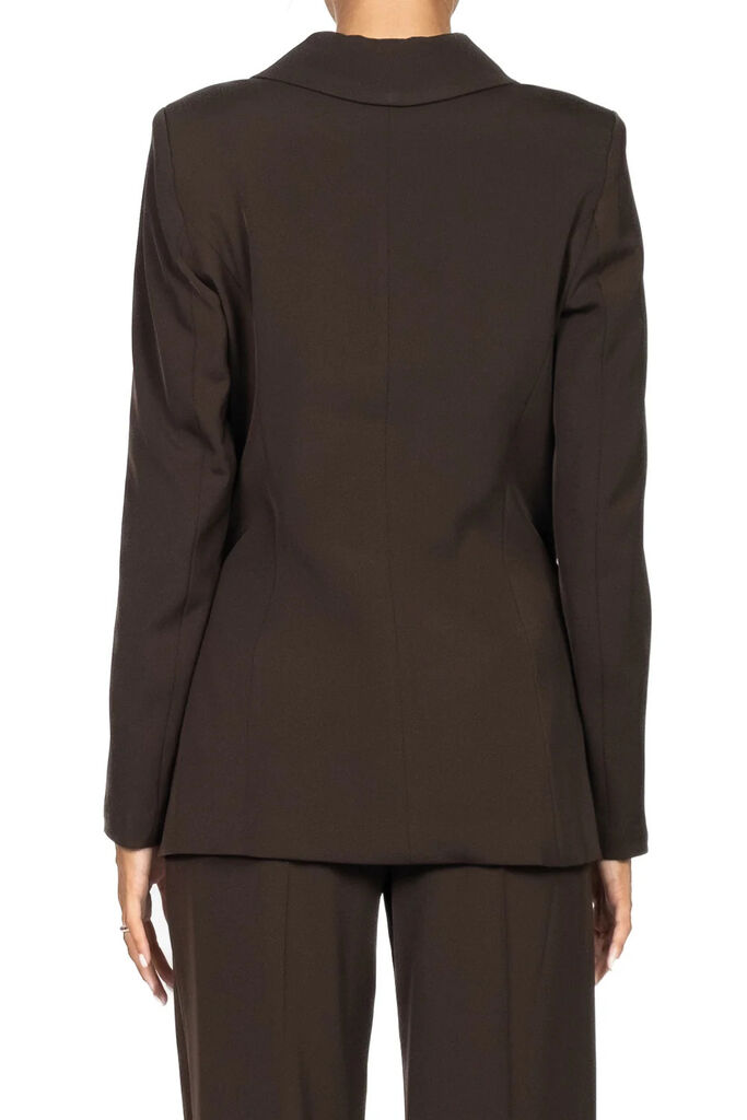 Brown Double-Breasted Blazer with Notch Lapel