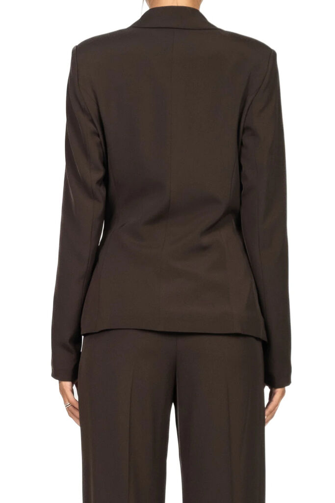 Dark Brown Wrap Blazer with Tie Detail