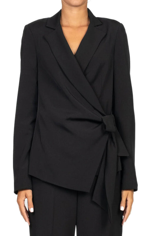 Black Wrap Blazer with Tie Detail
