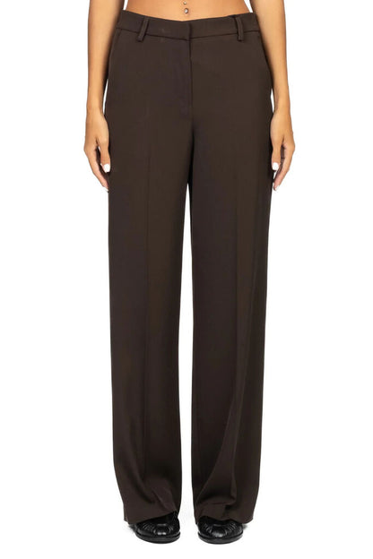 Chocolate Tailored Wide-Leg Trousers