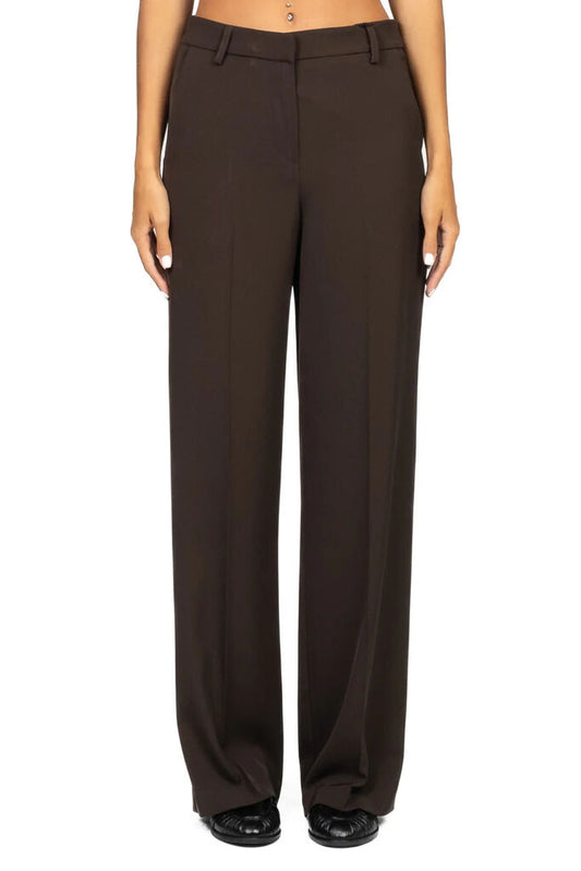 Chocolate Tailored Wide-Leg Trousers