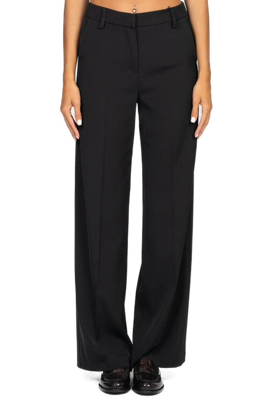 Black Wide-Leg Trousers with Belt Loops