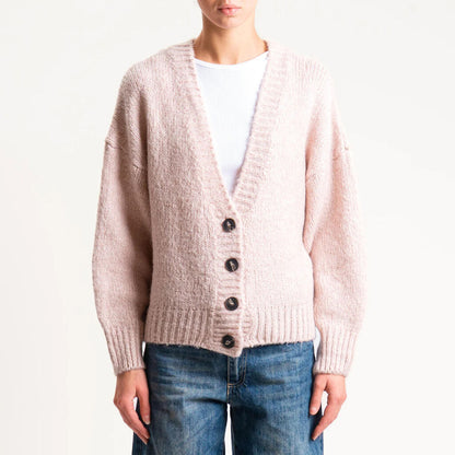 Blush Knit Cardigan with Oversized Buttons