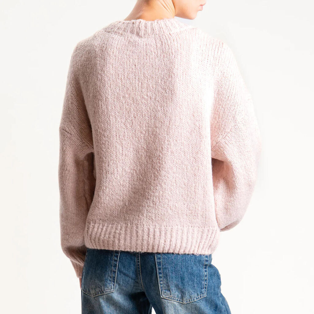 Blush Knit Cardigan with Oversized Buttons