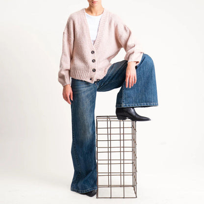 Blush Knit Cardigan with Oversized Buttons