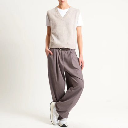 Beige Knit V-Neck Sweater Vest