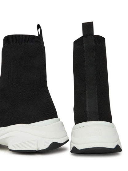 Black Knit High-Top Sneakers with Chunky Sole