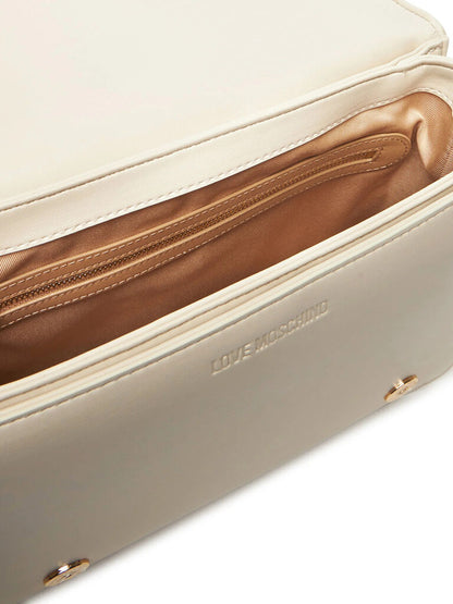 Ivory Quilted Crossbody with Gold Chain