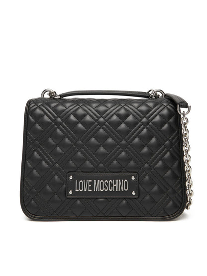 Black Quilted Shoulder Bag with Chain Strap