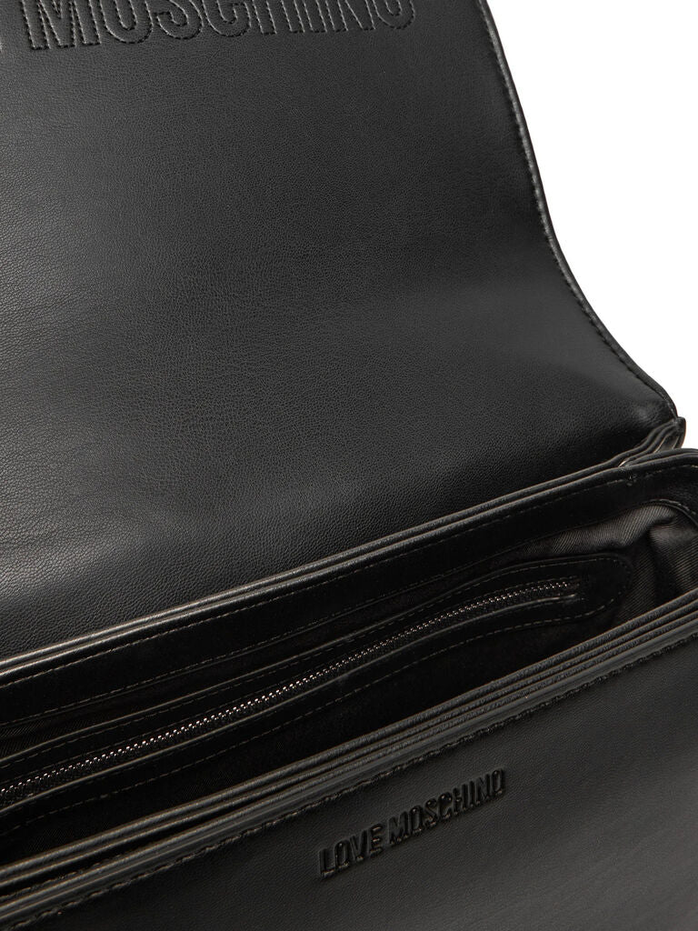 Black Quilted Shoulder Bag with Chain Strap