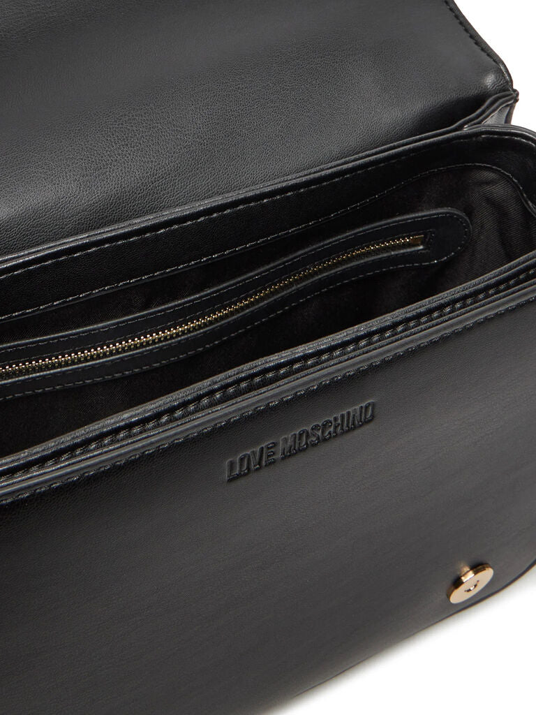 Black Quilted Crossbody Bag with Chain Detail