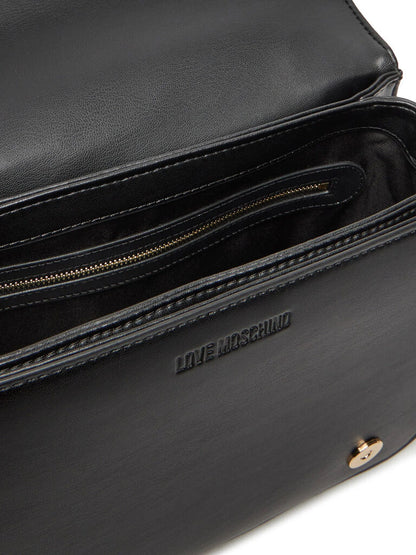 Black Quilted Crossbody Bag with Chain Detail