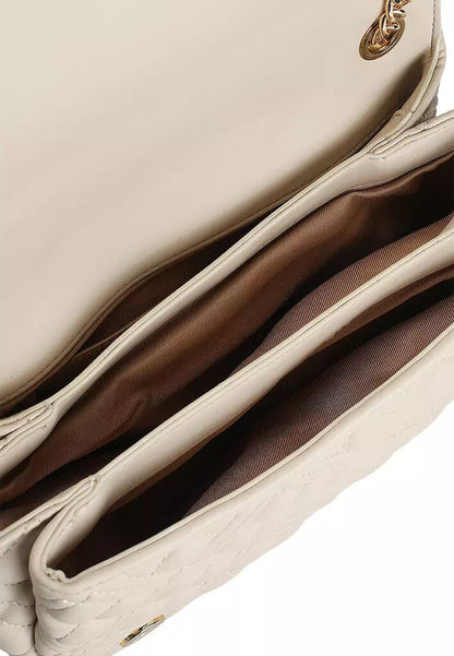 Ivory Quilted Shoulder Bag with Chain Strap