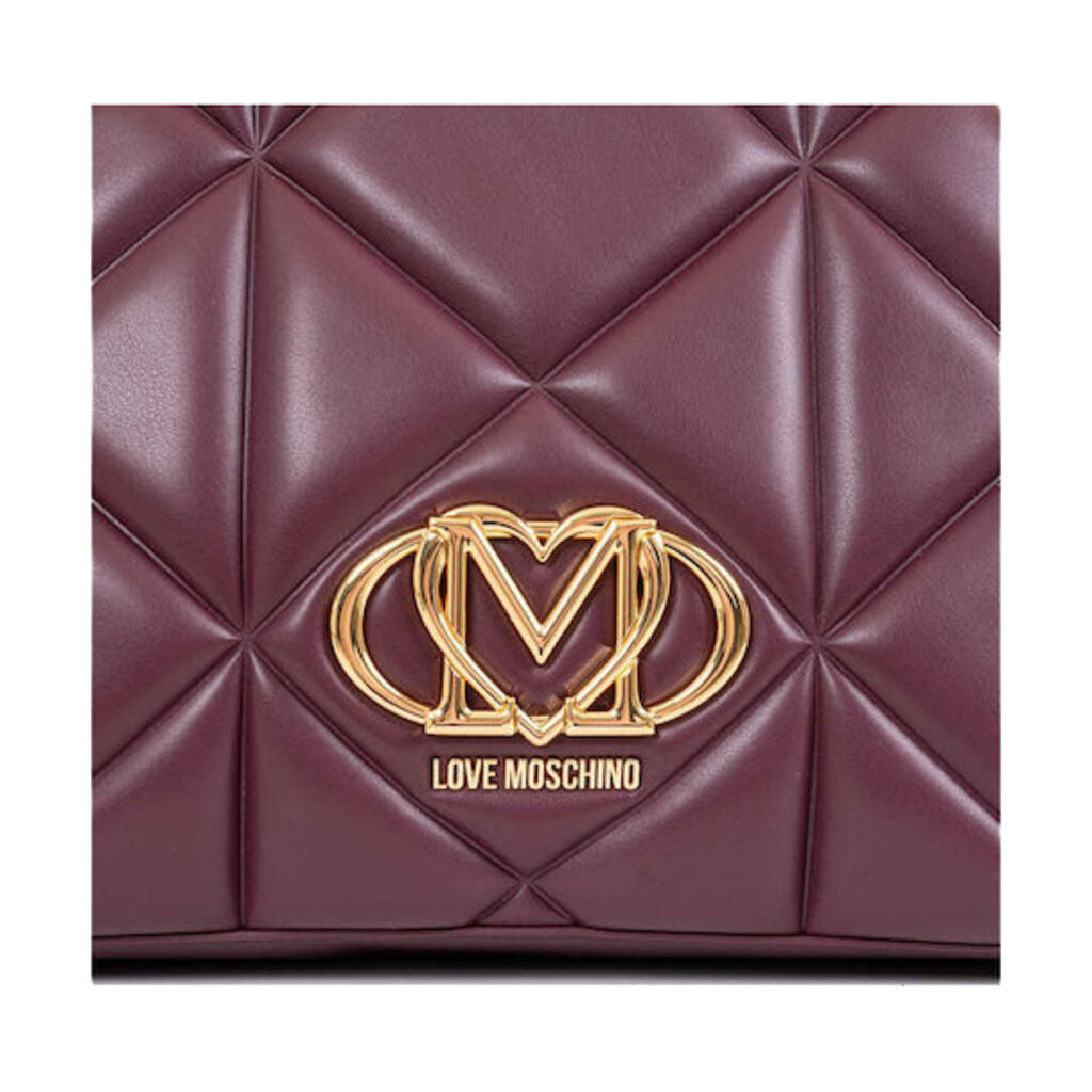 Burgundy Quilted Shoulder Bag with Gold Chain