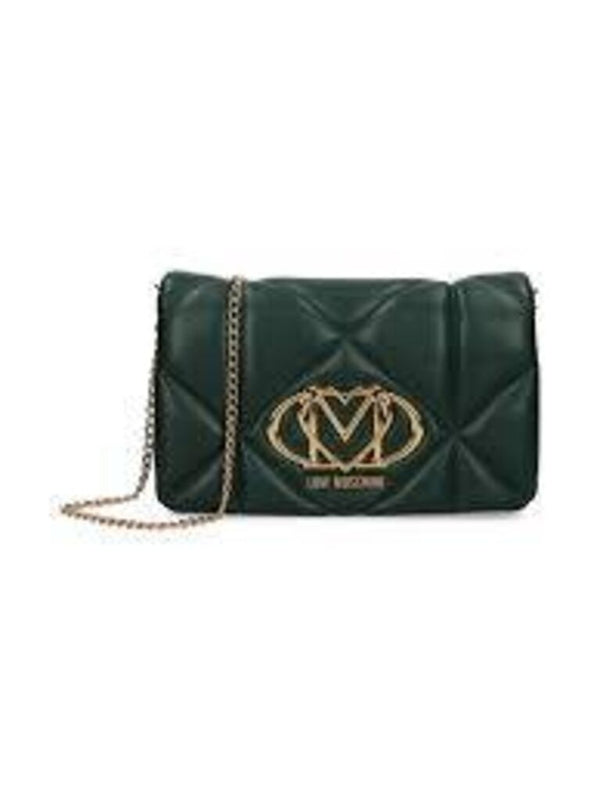 Green Quilted Chain Bag with Gold Logo