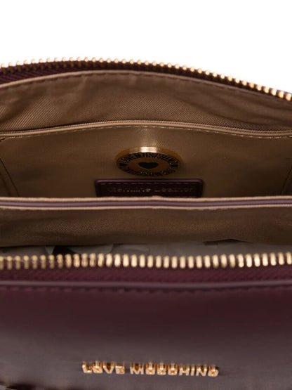 Plum Faux Leather Crossbody Bag with Gold Chain Accent