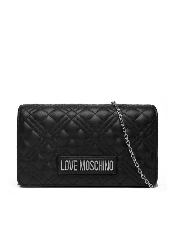 Black Quilted Crossbody Bag with Chain Strap