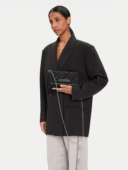 Black Quilted Crossbody Bag with Chain Strap