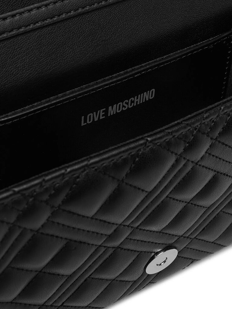 Black Quilted Crossbody Bag with Chain Strap