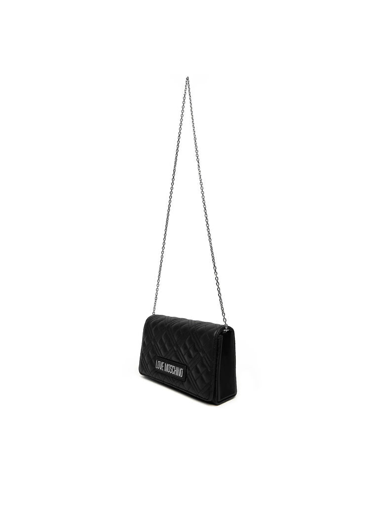 Black Quilted Crossbody Bag with Chain Strap