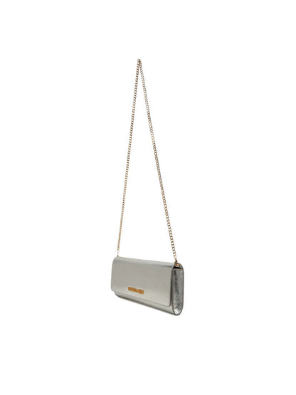 Silver Metallic Clutch with Chain Strap