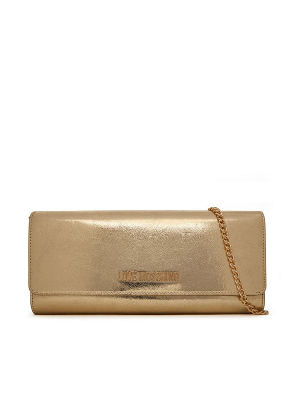 Gold Metallic Clutch with Chain Strap