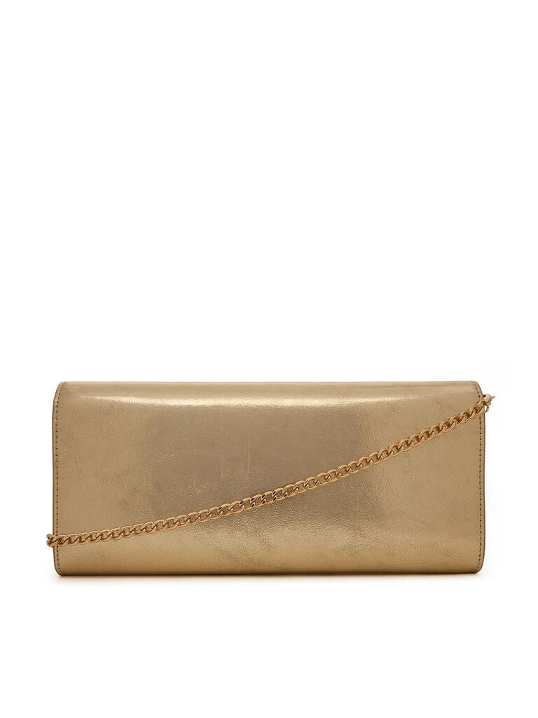Gold Metallic Clutch with Chain Strap