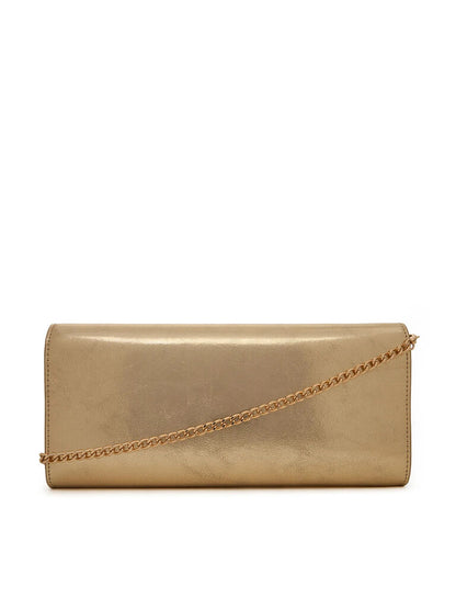 Gold Metallic Clutch with Chain Strap