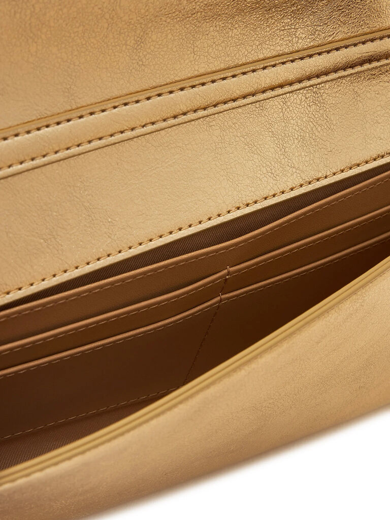 Gold Metallic Clutch with Chain Strap