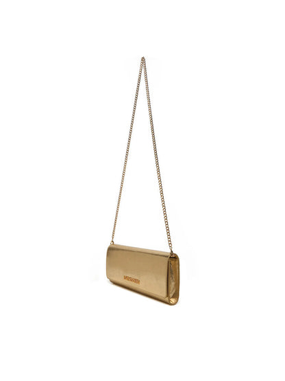 Gold Metallic Clutch with Chain Strap