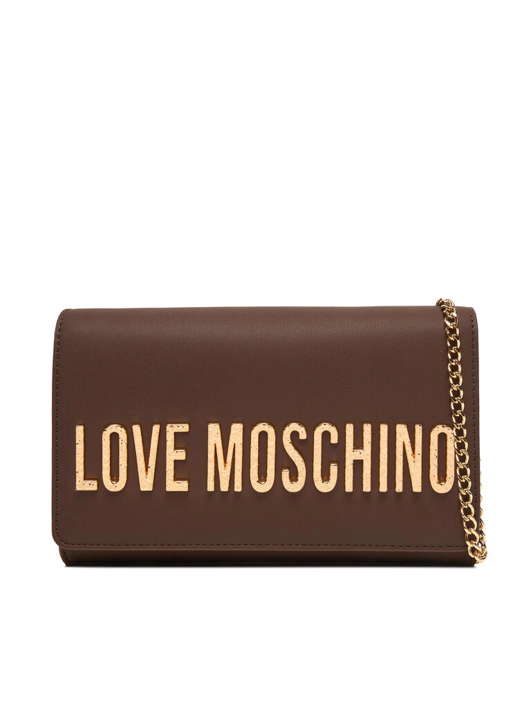 Brown Logo Detail Clutch with Chain Strap