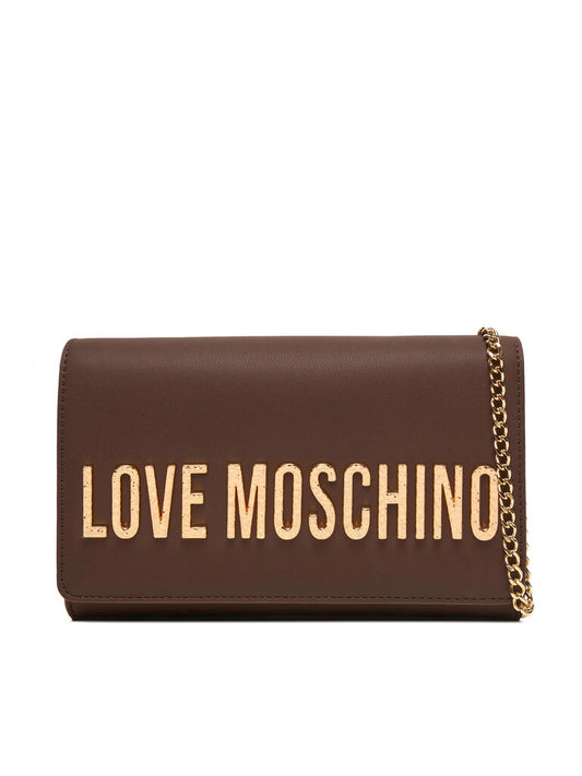 Brown Logo Detail Clutch with Chain Strap