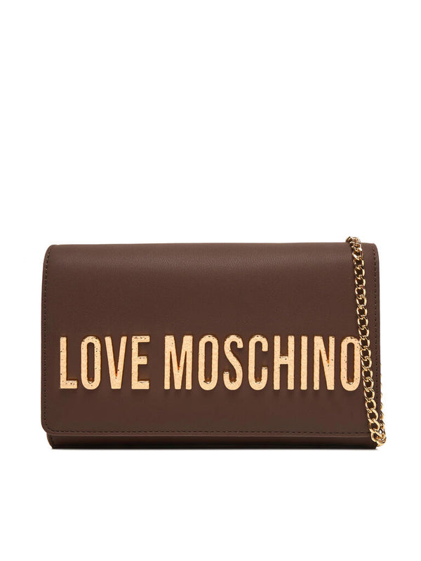 Brown Logo Detail Clutch with Chain Strap