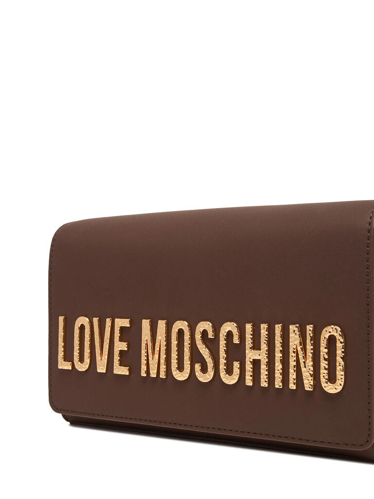 Brown Logo Detail Clutch with Chain Strap