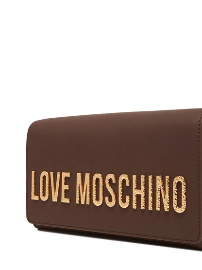 Brown Logo Detail Clutch with Chain Strap