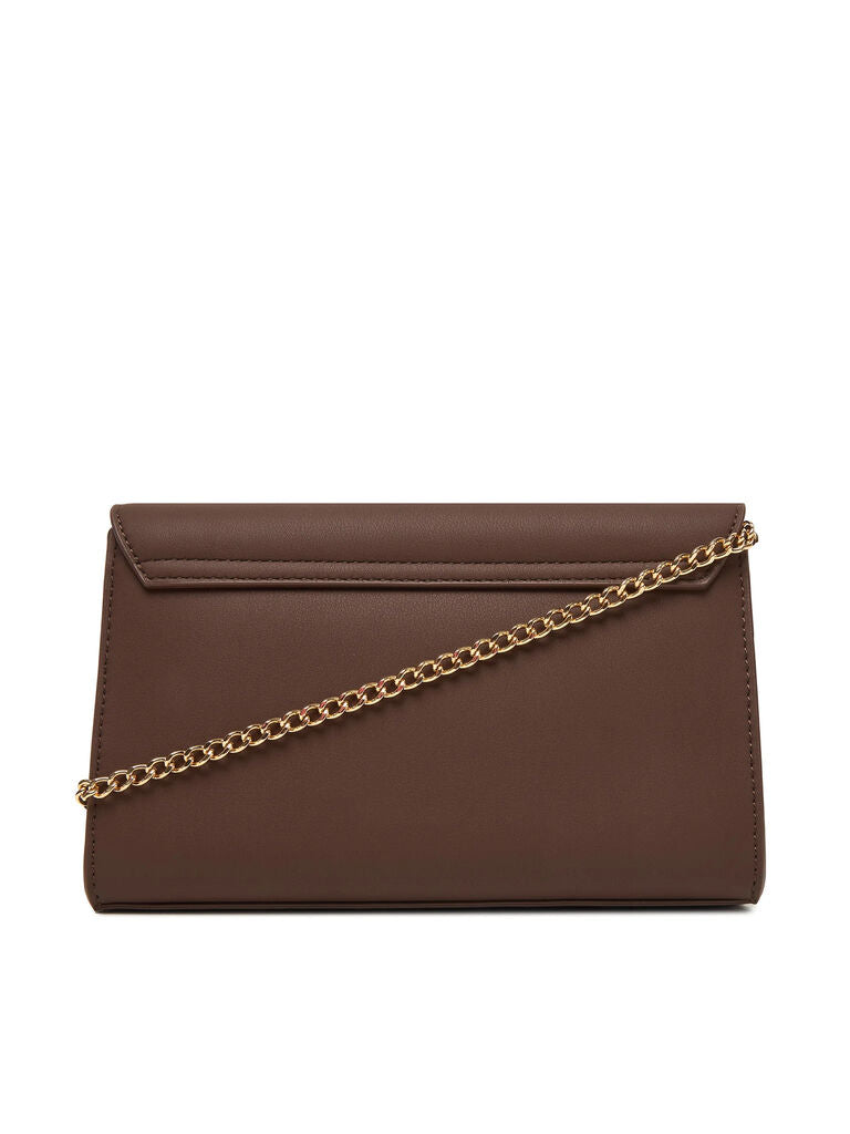 Brown Logo Detail Clutch with Chain Strap