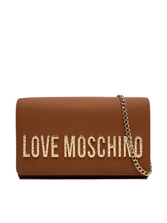 Brown Chain Detail Logo Shoulder Bag