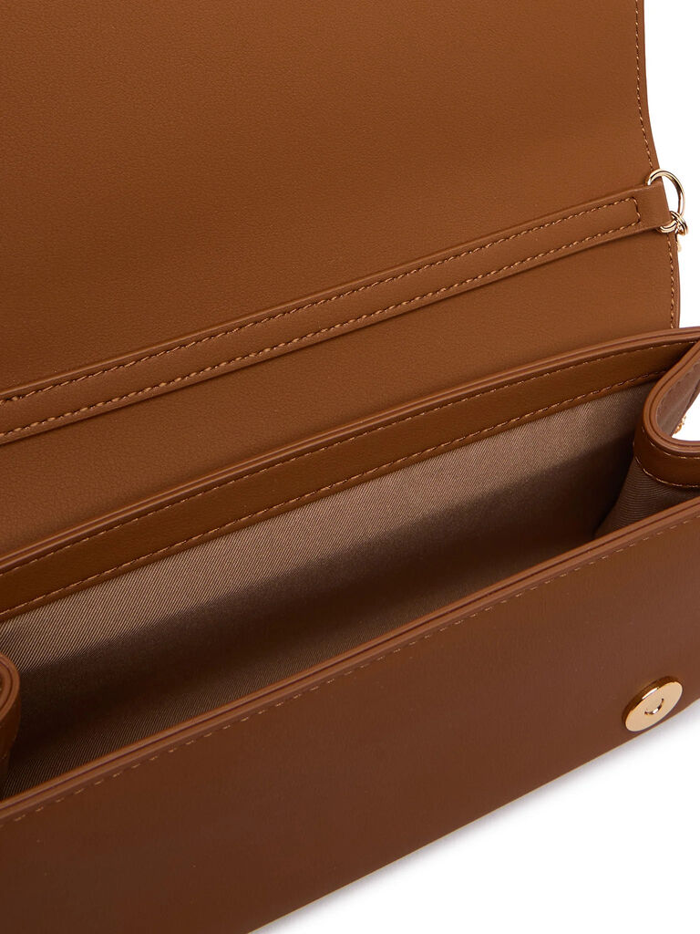 Brown Chain Detail Logo Shoulder Bag