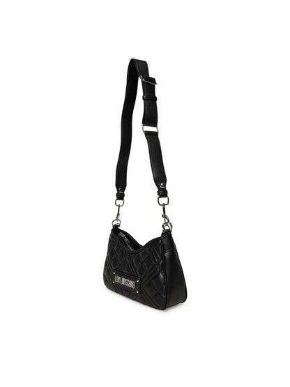 Black Quilted Shoulder Bag with Logo Detail